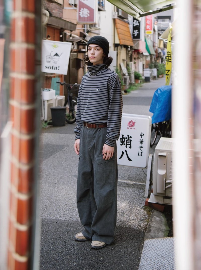 A pair of leg-lengthening overalls, retro washed loose straight trousers - Men's Pants - Other Materials Gray