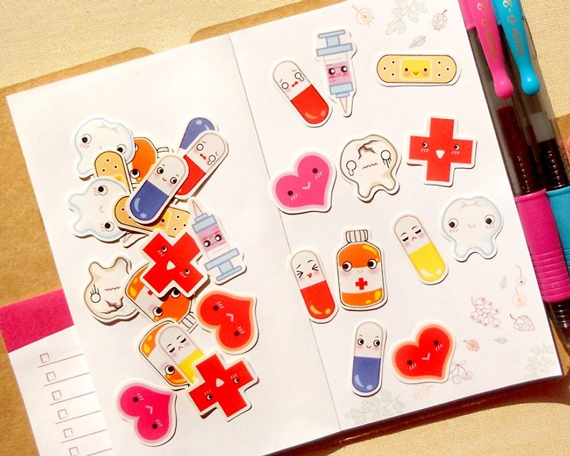醫療貼紙組合 - 手帳貼紙系列 (30入) - Medical Stickers - 貼紙 - 紙 多色