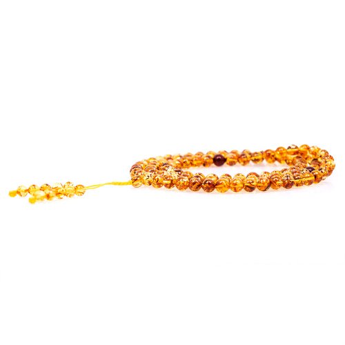 正佳珠寶 Gemsrich Jewelry 【正佳珠寶】花珀 金透花珀平安轉運珠 6.8-7.2mm 108顆念珠佛珠