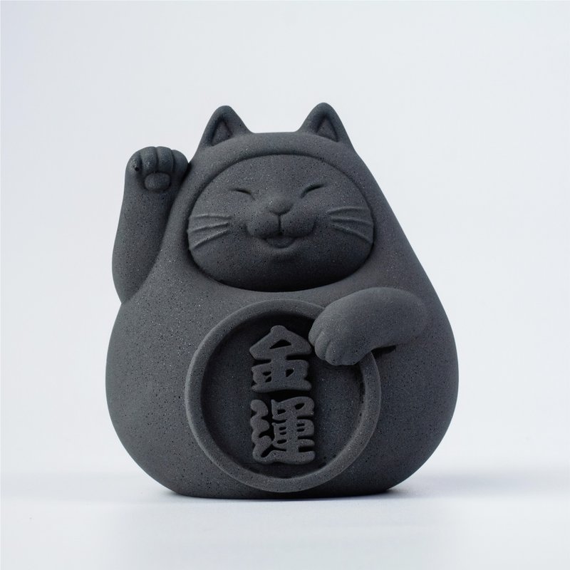 胖胖招財貓(大)  炭錢黑 - 香氛/精油/擴香 - 水泥 黑色