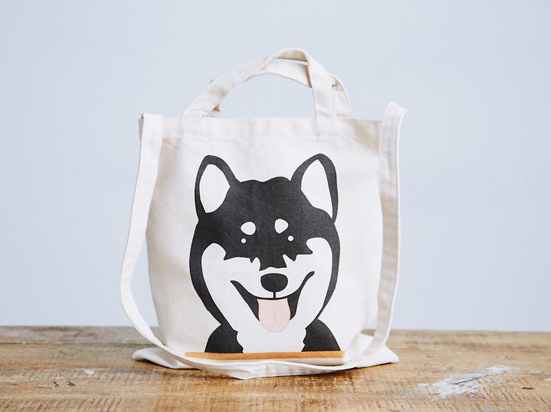 Shiba Inu  Tote Bag - Natural Color 12oz - Messenger Bags & Sling Bags - Cotton & Hemp White