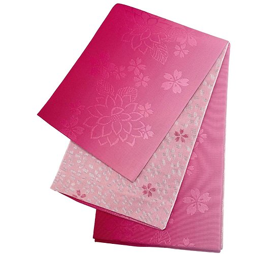 fuukakimono 女性 腰封 和服腰帶 小袋帯 半幅帯 日本製 粉紅 漸層 23