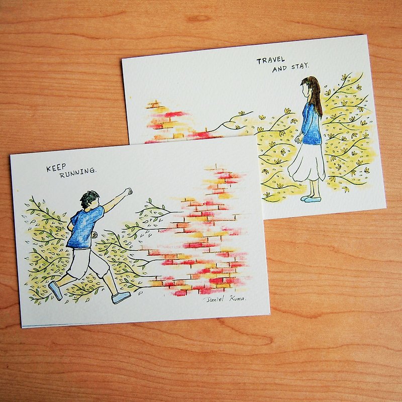 ポストカード - 男の子と女の子 - カード・はがき - 紙 多色