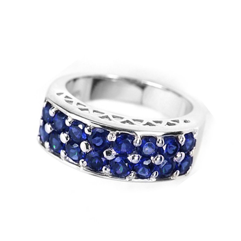 3 mm Natural blue sapphier ring silver sterling ring 7.0 free resize - 戒指 - 純銀 藍色