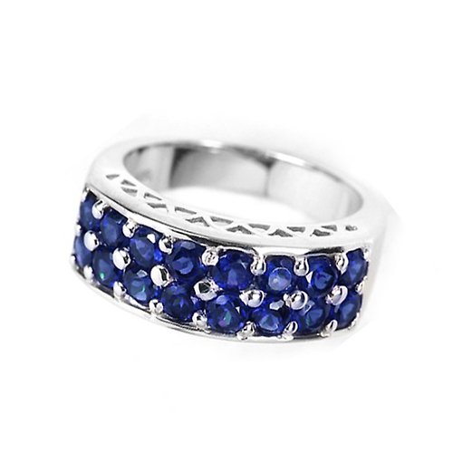 homejewgem 3 mm Natural blue sapphier ring silver sterling ring 7.0 free resize