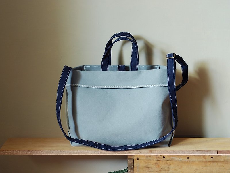 No folding canvas bag gray - Messenger Bags & Sling Bags - Cotton & Hemp Gray