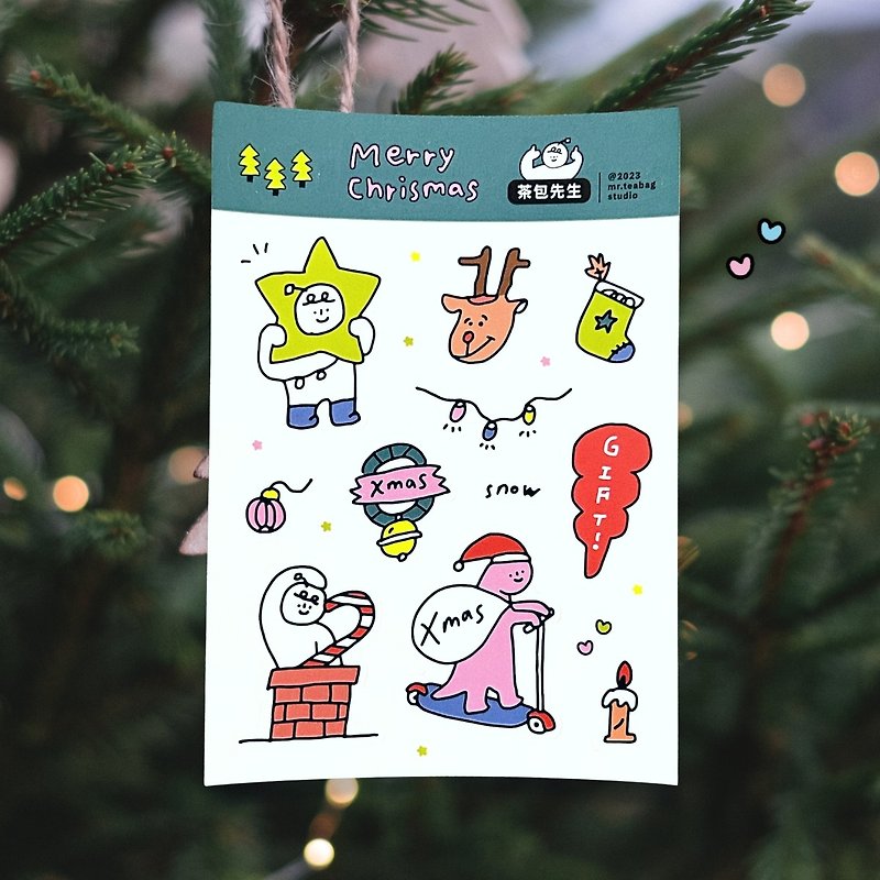 Green Christmas | Waterproof illustrated stickers | Pocket stickers - สติกเกอร์ - กระดาษ หลากหลายสี