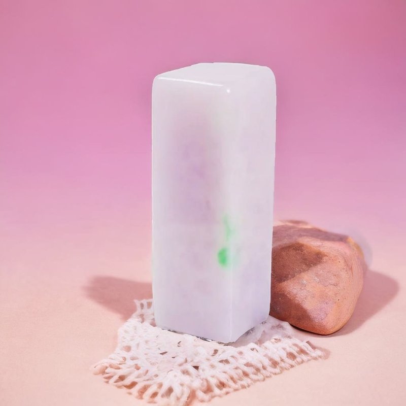 Violet floating sun green jade stamp| Natural Burmese jade A grade jade | Gift giving - ตราปั๊ม/สแตมป์/หมึก - หยก สีม่วง