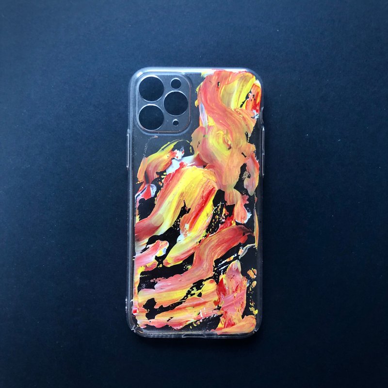 Acrylic 手繪抽象藝術手機殼 | iPhone 11 Pro |  On Fire - 其他 - 壓克力 橘色