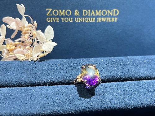 ZOMO & Diamond 琢磨鑽戒珠寶｜GIA天然鑽石｜GIA培育鑽石｜珠寶設計 天然紫黃晶戒指~財富與智慧 | 附證書 | 可調式戒圍 |