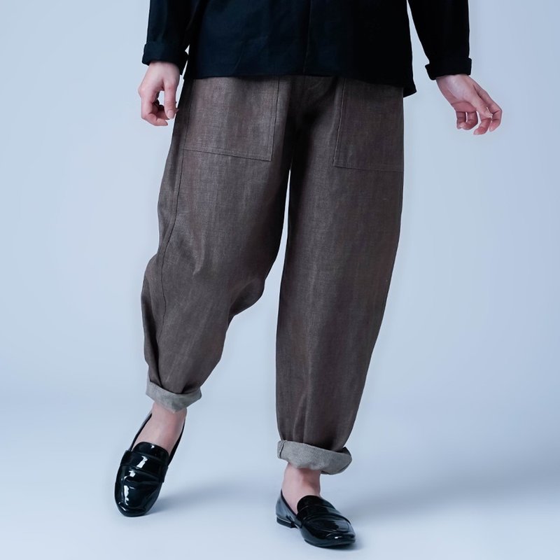 【soco】休閒卻不失高雅的彩色牛仔工裝褲 / 可可色 b026k-cca2 - 中性長褲/短褲 - 棉．麻 咖啡色