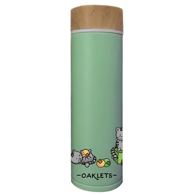 Childlike, designer series -Oaklets-wood cover thermos (green / large / 500ml) - อื่นๆ - โลหะ หลากหลายสี