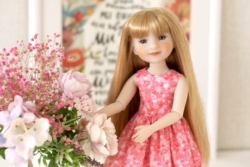 ShopFashionDolls Pink dress for 14 inch doll Ruby Red Fashion Friends (RRFF) for Valentine's Day