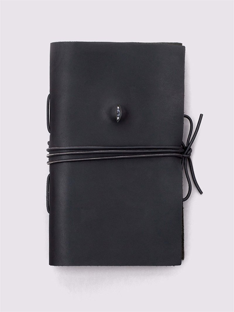 Black/Mist Gray Eyes Book Handmade Lace Notebook Italian Cowhide Genuine Leather Account Book - สมุดบันทึก/สมุดปฏิทิน - หนังแท้ สีดำ