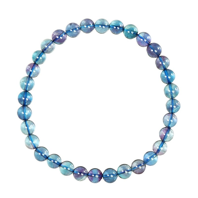 【正佳珠寶】螢石 頂級極淨 冰藍紫螢石 6mm 螢石手珠 - 手鍊/手環 - 半寶石 多色
