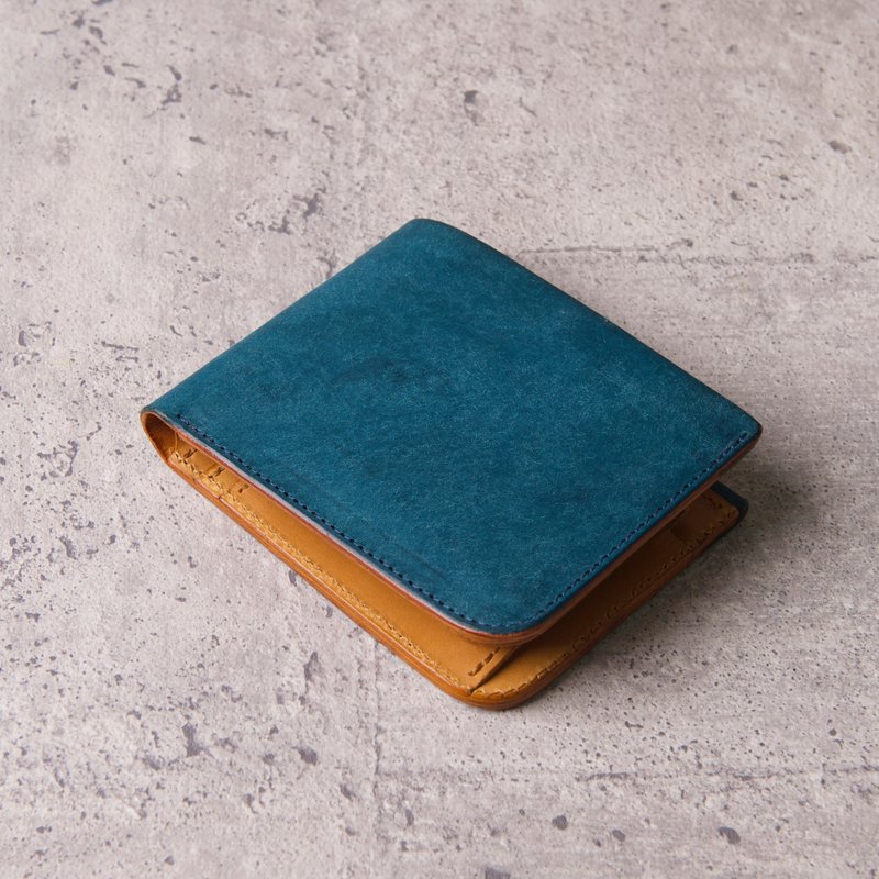 | Custom Order | - Flap ID & Coin Pocket Bifold Wallet / Frosted Blue Blue - Wallets - Genuine Leather 