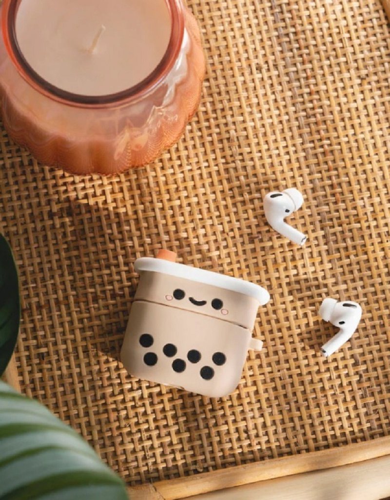 SMOKO Airpod Pro 珍珠奶茶保護套/珍珠奶茶保護殼/耳機收納 - 其他 - 矽膠 卡其色
