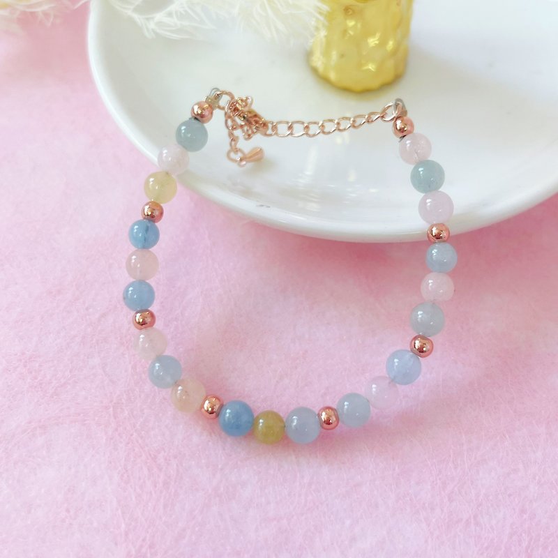 starcut crystal bracelet Morganite For Love - สร้อยข้อมือ - คริสตัล หลากหลายสี