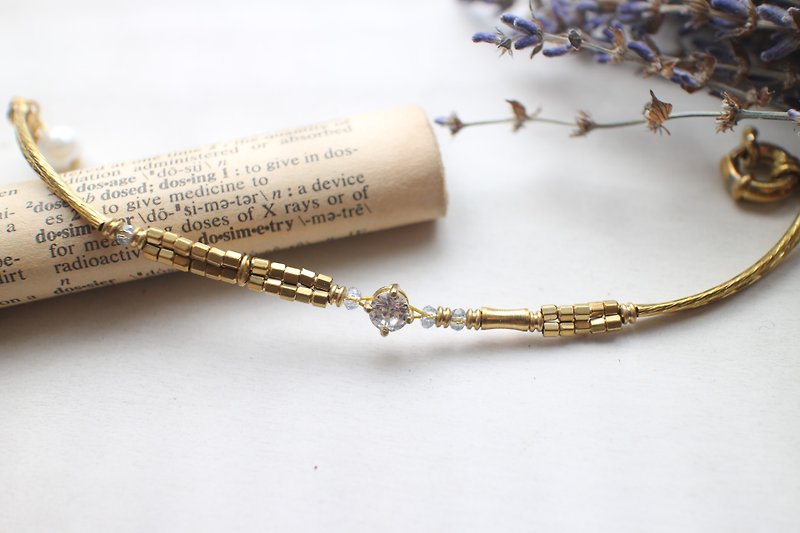 The light~Brass/Zircon/handmade bracelet - Bracelets - Other Metals 
