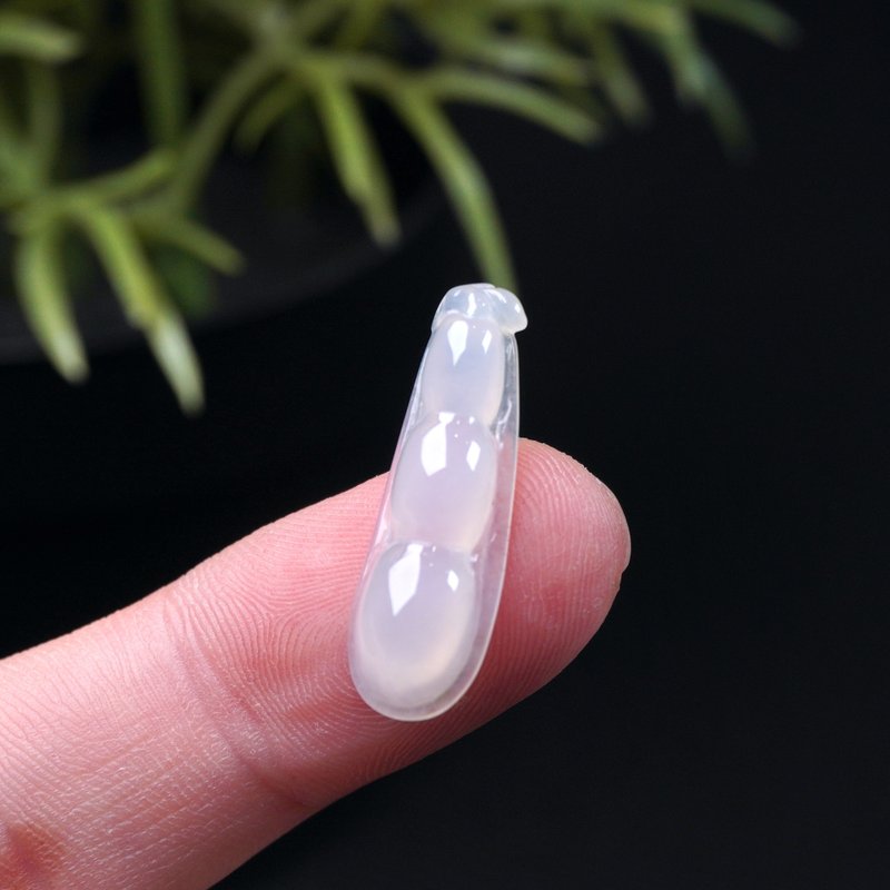 冰種翡翠福豆 | 裸石 | 天然緬甸玉A貨翡翠 | 送禮 - 金工/飾品 - 玉石 白色