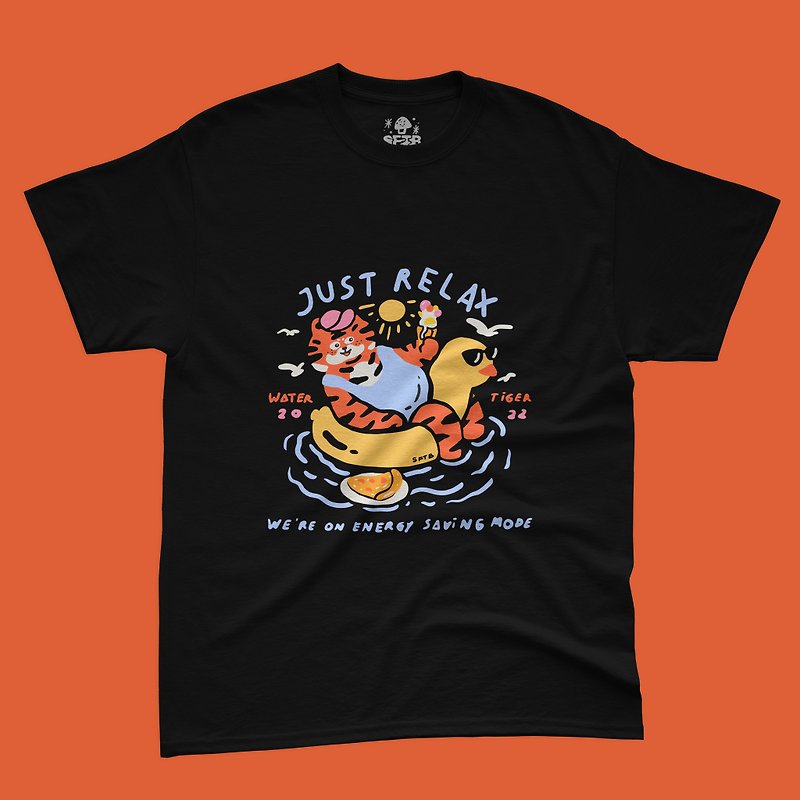 Water Tiger Printed T-shirt - 中性衛衣/T 恤 - 棉．麻 黑色