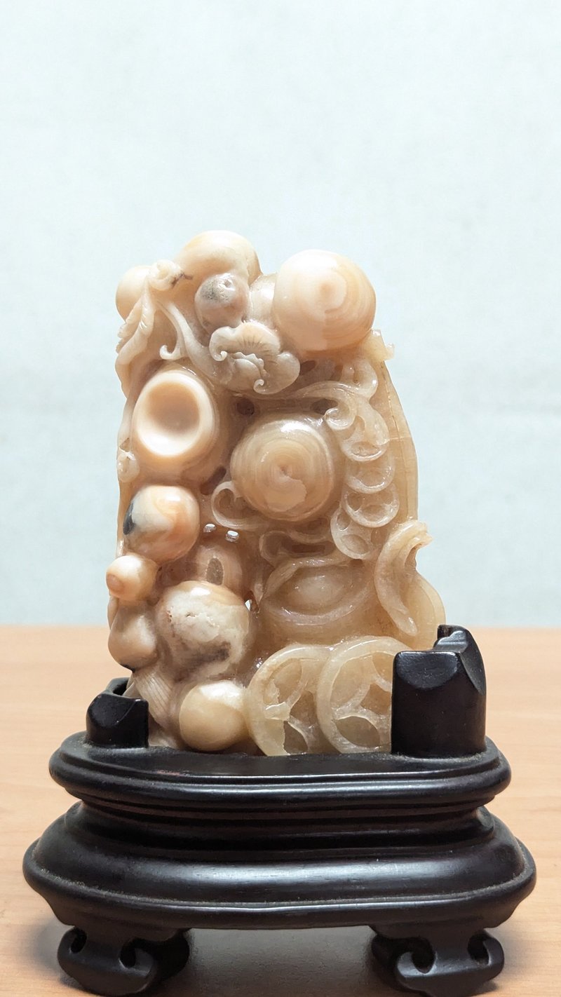 【運気上昇】万徳円満 龍宮舎利 霊山精彫 家を鎮め邪気を払い、気を集め財を招く（希少コレクション - 置物 - 石 カーキ