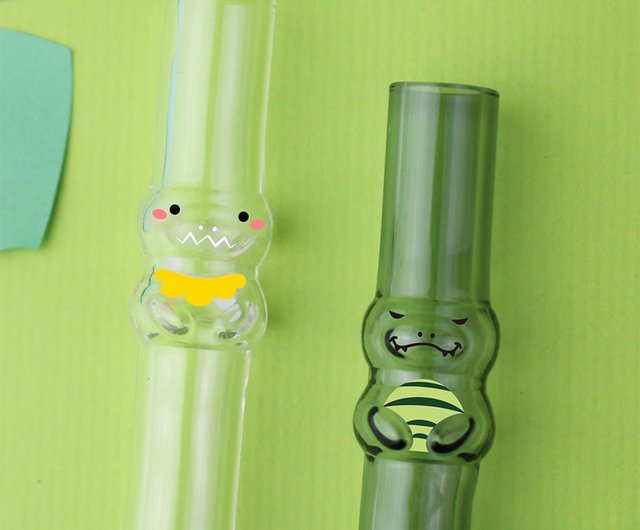 FROG On Green GLASS STRAW - Reusable Straws, Glass Straws