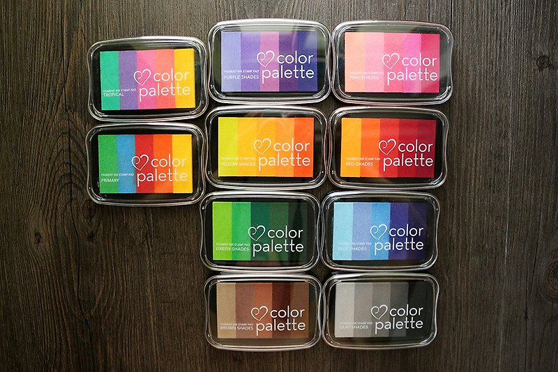 日本TSUKINEKO印台 Color palette 5色层渐 彩虹印泥 - 印章/印台 - 海綿 