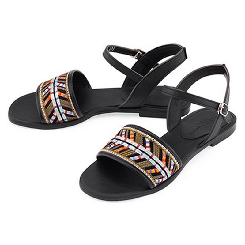 PRE-ORDER – SPUR INDIAN EMBROIDERY MS9071 BLACK - Sandals - Faux Leather 