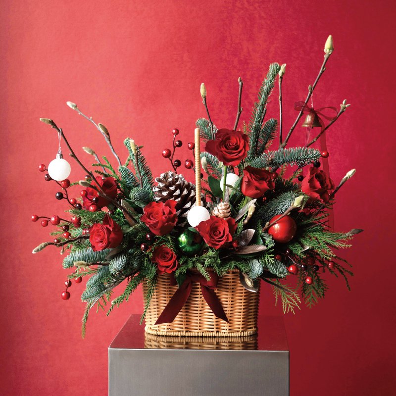 [Limited Offer] Christmas Flower Basket - Handmade - Plants - Plants & Flowers Green