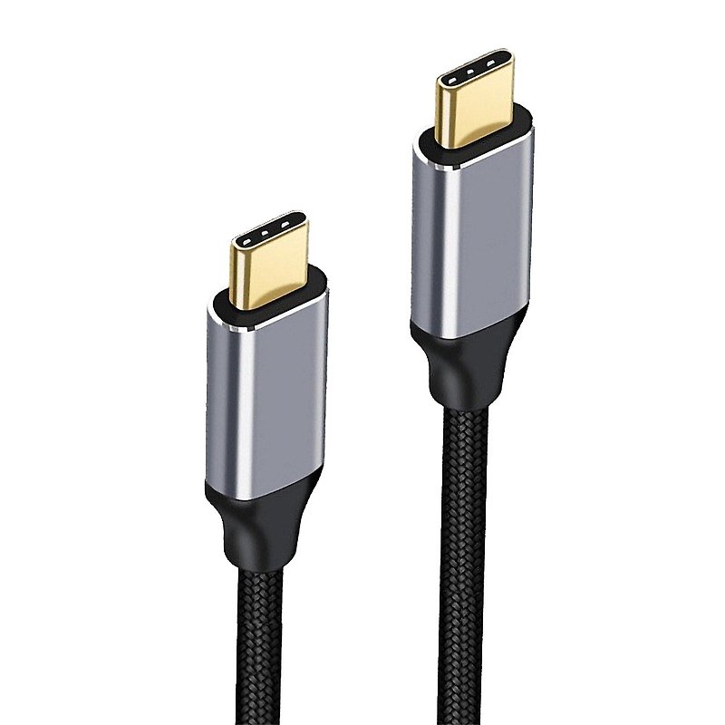 USB3.2 Gen2 100W fast data transfer braided charging cable (Type-C to Type-C) - Chargers & Cables - Other Metals Black
