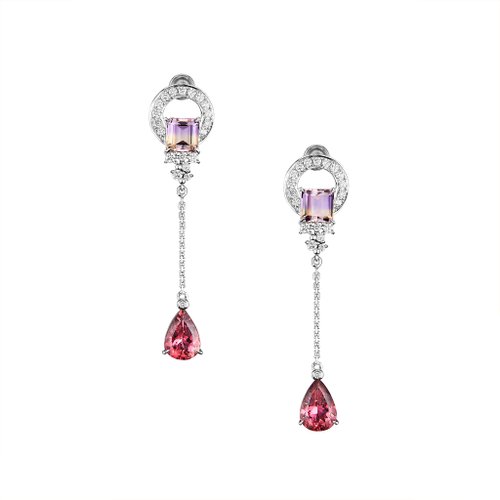 YING CHEN CHEN fine jewelry Cocktail D'amour 雞尾酒之戀 / 紫黃晶 / 碧璽 / 鑽石 / 18K耳環