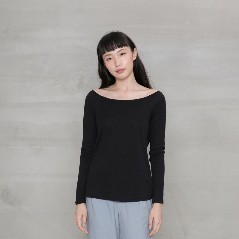 完美自白寬肩上衣 My Confession Off-Shoulder Jersey Top - 女上衣/長袖上衣 - 其他人造纖維 多色