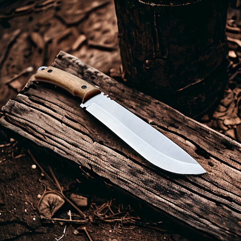 Survival knife with black sheath , hunting knife 4 mm, knife for handicraft work - ชุดเดินป่า - โลหะ สีเงิน