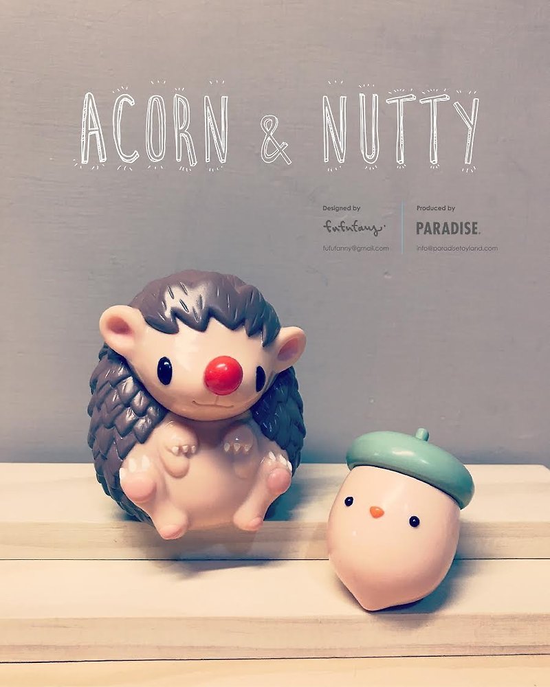 Acorn & Nutty - Original - Art Toy Hedgehog - Stuffed Dolls & Figurines - Plastic Brown