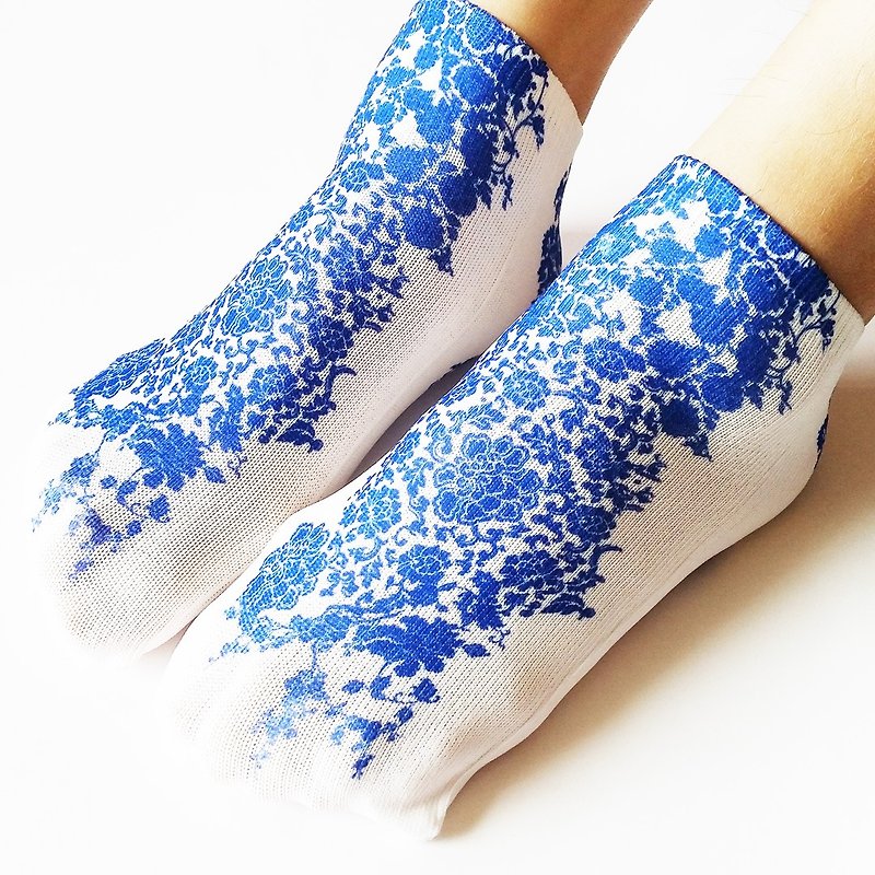 Boat Socks Blue Porcelain - ถุงเท้า - กระดาษ 