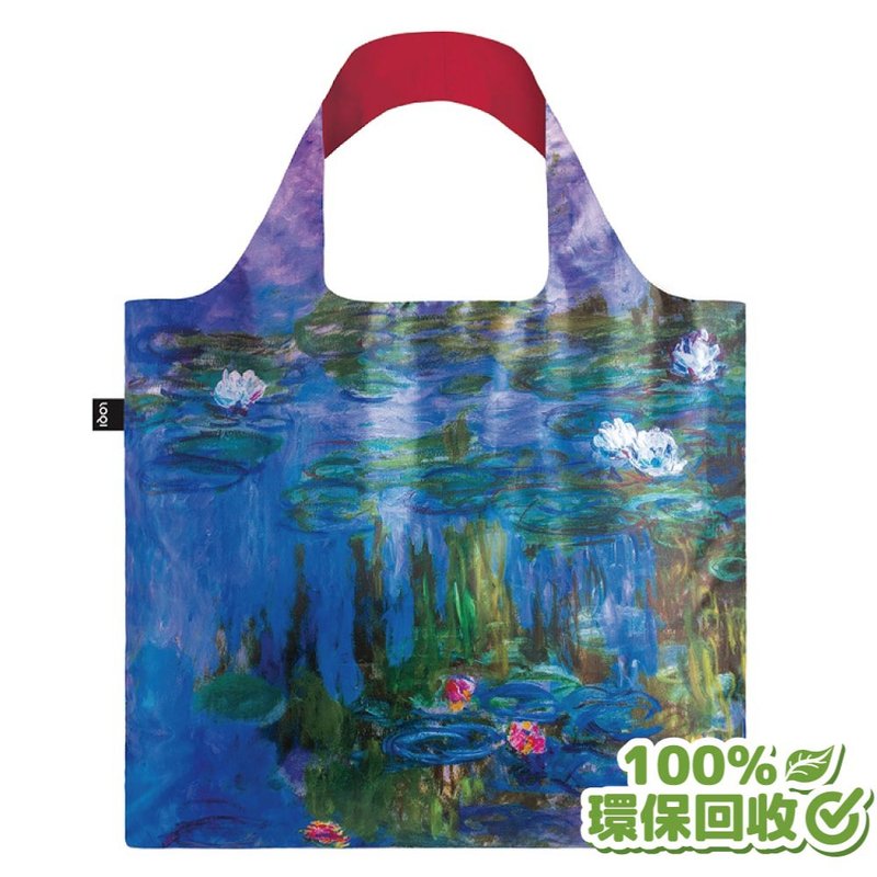 LOQI 環保材質購物袋-睡蓮MOWLR (無扣帶、無暗袋) - 側背包/斜背包 - 聚酯纖維 藍色