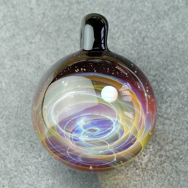 Universe Planets Space Handmade Lampwork Glass Pendant - Necklaces - Glass Purple