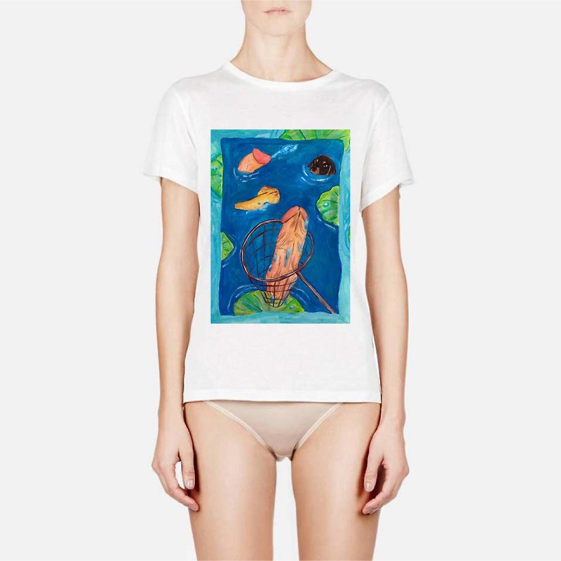Two clothes playing in the lotus pond - Unisex Hoodies & T-Shirts - Cotton & Hemp Blue