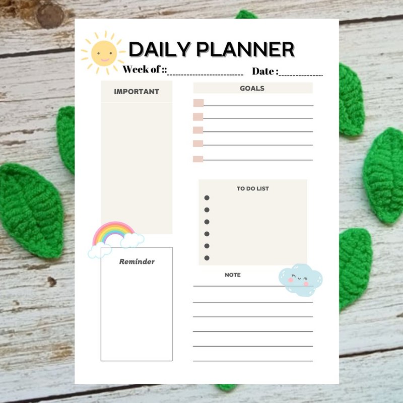 Digital Planner Daily Planner Downloadable File PDF Print 8.5x11 in - 其他數位商品 - 其他材質 