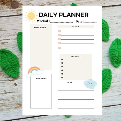 Sasideni Design Digital Planner Daily Planner Downloadable File PDF Print 8.5x11 in