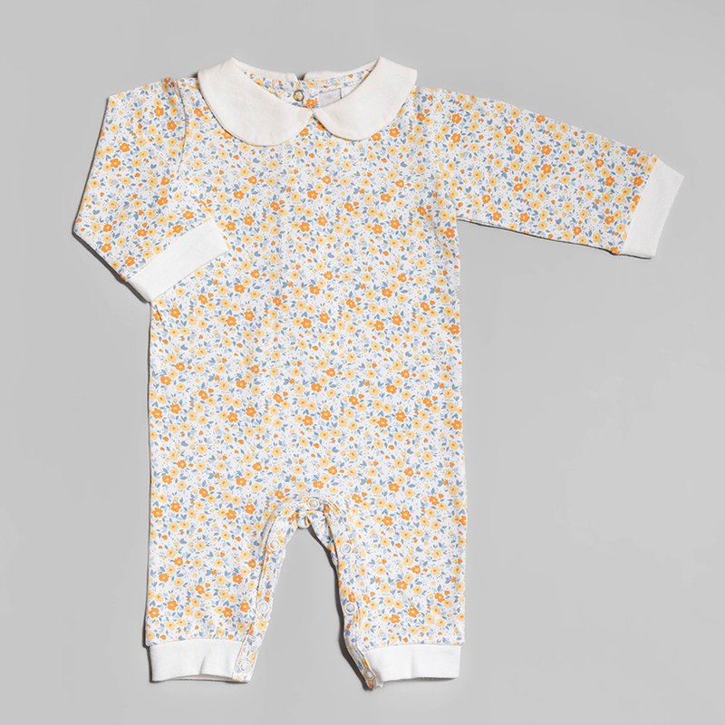 [Deux Filles organic cotton] baby long-sleeved jumpsuit/ onesies - ชุดทั้งตัว - ผ้าฝ้าย/ผ้าลินิน สีส้ม