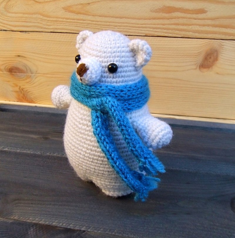 Polar stuffed bear amigurumi, crochet polar bear toy, stuffed animal amigurumi - Stuffed Dolls & Figurines - Acrylic White