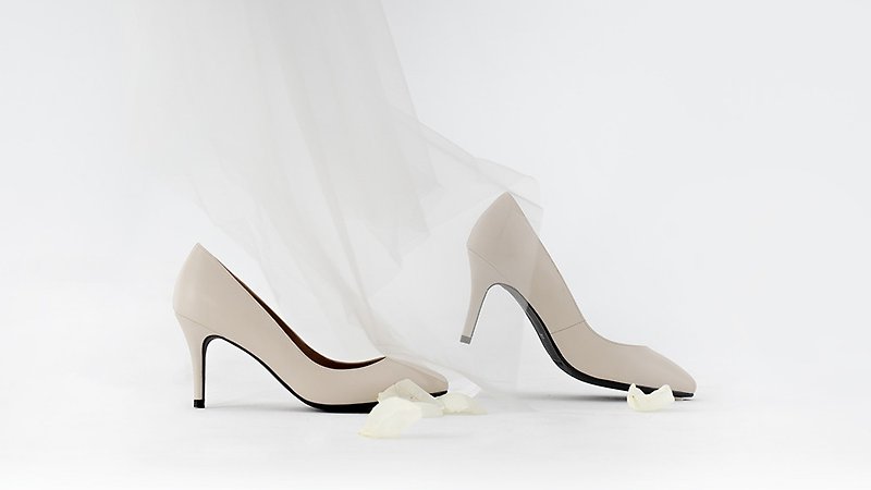 Cleo genuine leather plain high heels-three colors - High Heels - Genuine Leather White