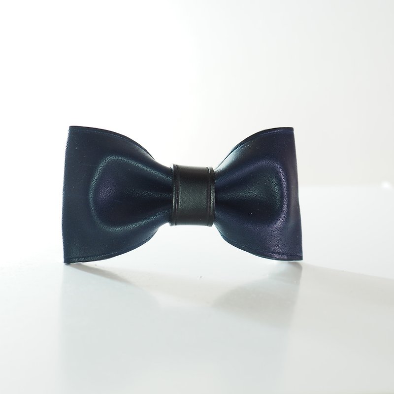 Leather Bowtie - Navy n Black - Bow Ties & Ascots - Genuine Leather Black
