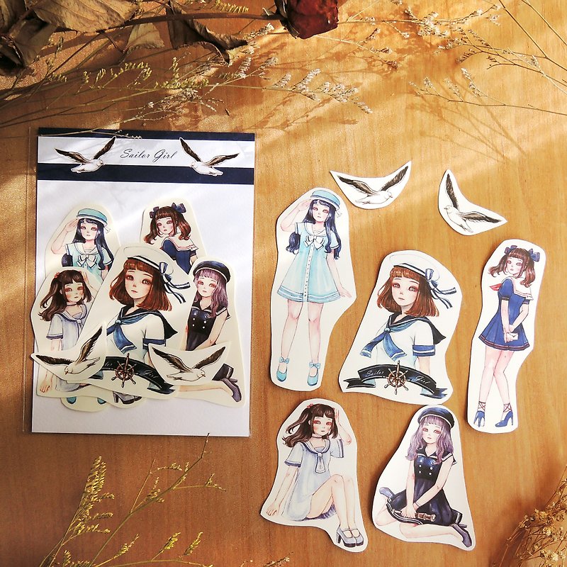 Sailor suit girl stickers set - Stickers - Paper Blue