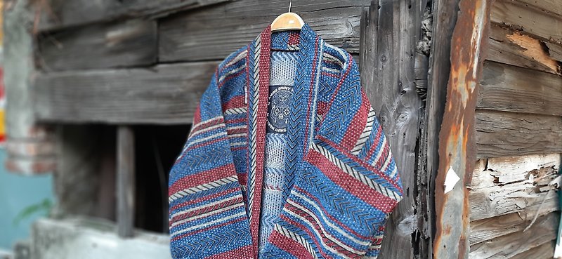 AMIN'S SHINY WORLD Corduroy ethnic stripes KIMONO Roll UP heavy - เสื้อโค้ทผู้ชาย - ผ้าฝ้าย/ผ้าลินิน หลากหลายสี