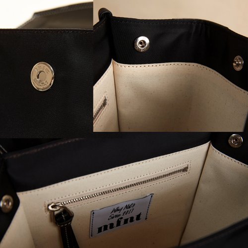 Tutu Cool Black 3Way Tote Bag (HD Nylon + ITALY Cow Leather