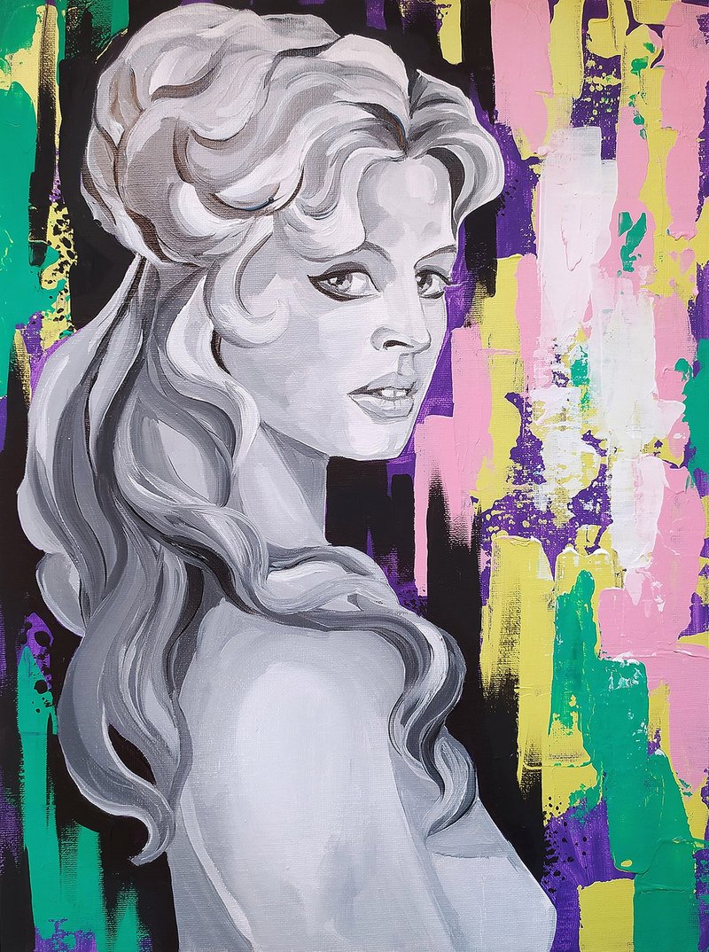 Portrait of Brigitte Bardot oil painting - 壁貼/牆壁裝飾 - 其他材質 多色