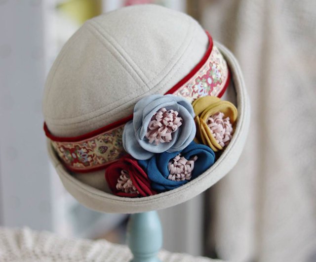 ヴィンテージ 1920 年代の花柄クローシュ ハット - ショップ